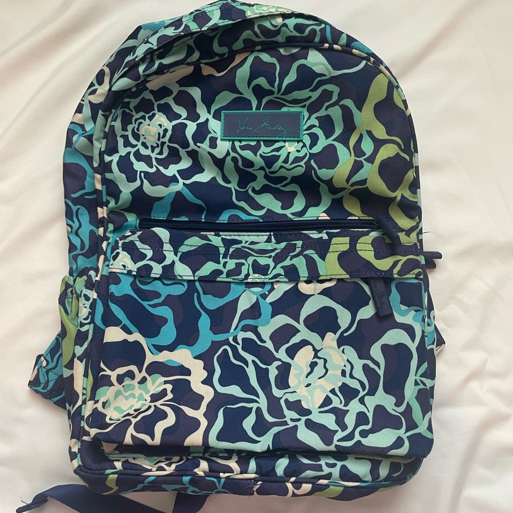 Vera Bradley Blue and Green Flower Patterned Backpack